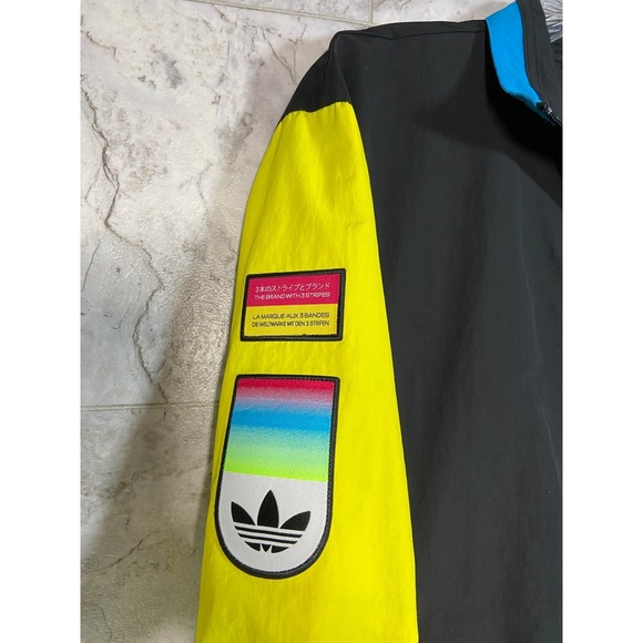 Adidas Originals Shadow Trefoil Jacket Black Yellow Blue Colorblock Logo Men's S - Picture 6 of 15